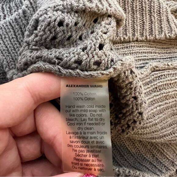 T by Alexander Wang size Small perforated mesh hoodie gray - Picture 6 of 6
